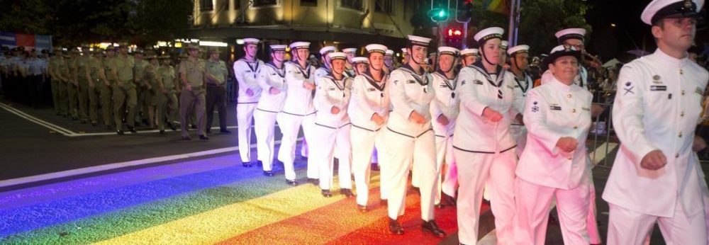 The Australian Defence Force, the Navy, marching at Sydney Gay and Lesbian Mardi Gras 