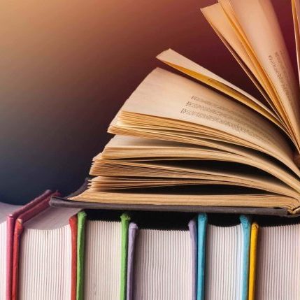 books lined up in bookshelve