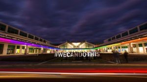 Canberra Airport lid up at night