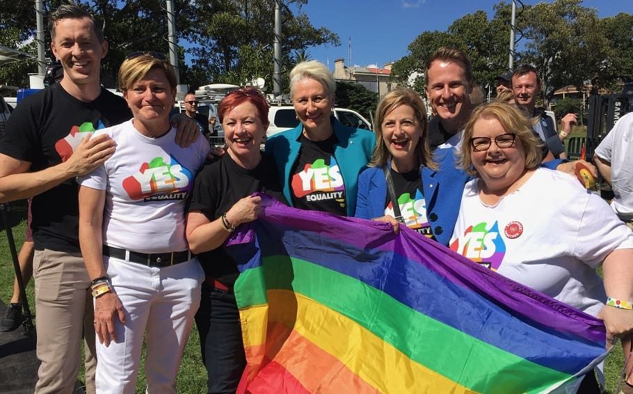 Christine Foster, Dr Kerryn Phelps, Jackie Stricker-Phelps and actress and comedian Magda Szubanski