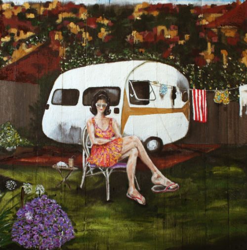 Jennie Pry, Caravan, 1m x 1m, oil on board