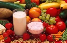 mixed fruit and glass of milk 
