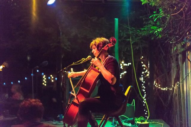 Cellist helen gillet, at bacchanal wine