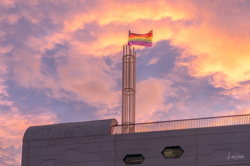 Victorian Pride Centre, flying Rainbow Flag