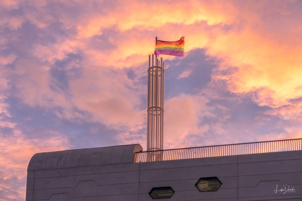 Victorian Pride Centre, flying Rainbow Flag Victorian Pride Centre, flying Rainbow Flag