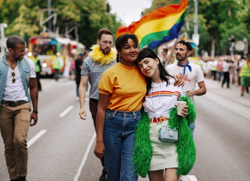 2 women at Pride parade in Vienna 