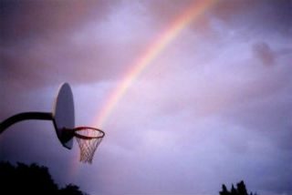 basketball net with rainbow