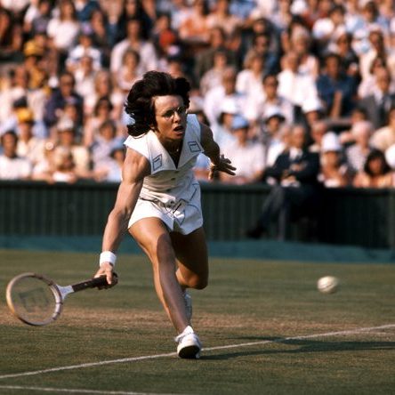 Billie Jean King playing tennis