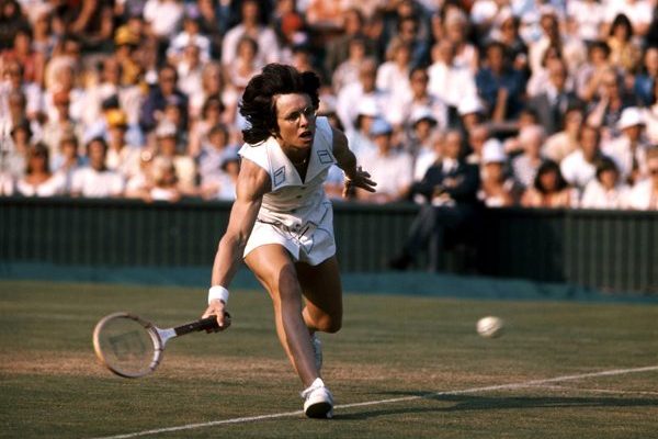 Billie Jean King playing tennis