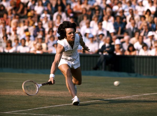 Billie Jean King playing tennis