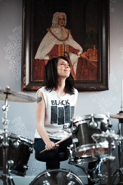 Kathleen Hanna on the drums