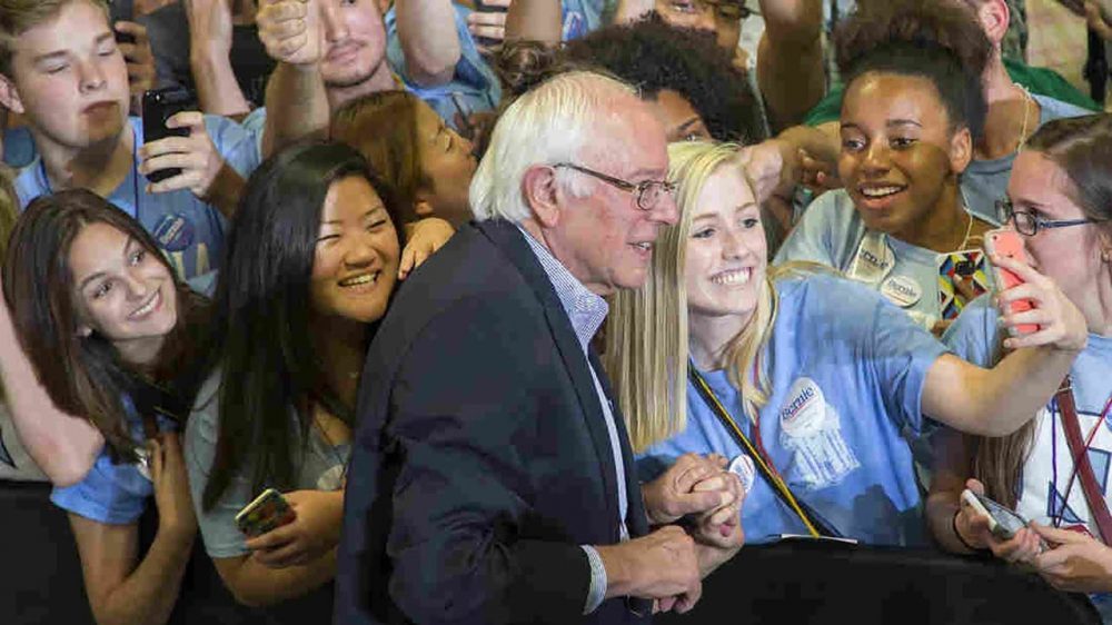 Bernie Sanders at his election campaign 