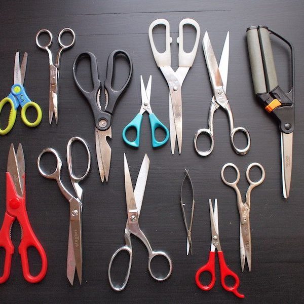 Scissors on a black table