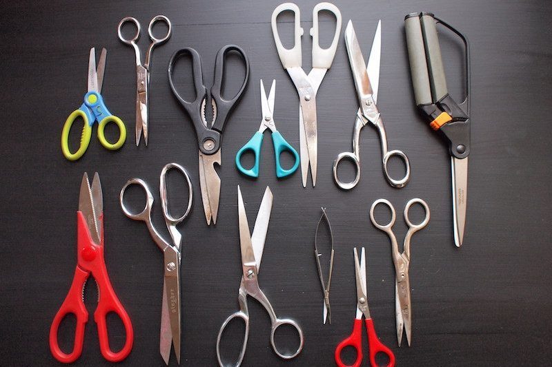 Scissors on a black table