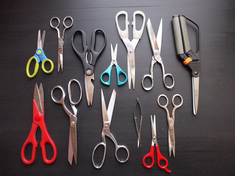 Scissors on a black table