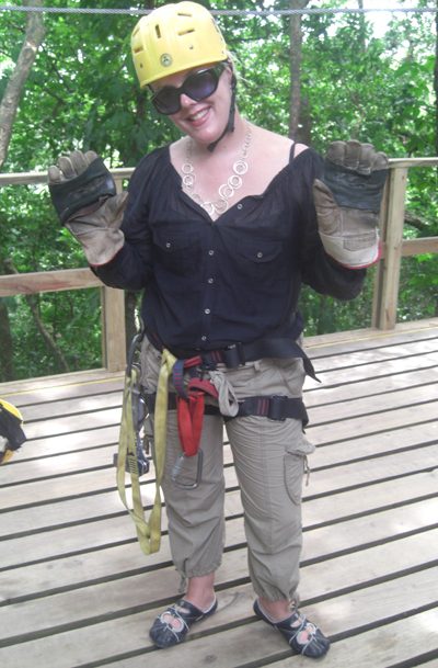 Karen zip lining in Honduras Karen zip lining in Honduras