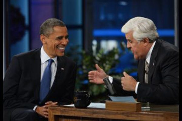 Barrack Obama during an interview with Jay Leno