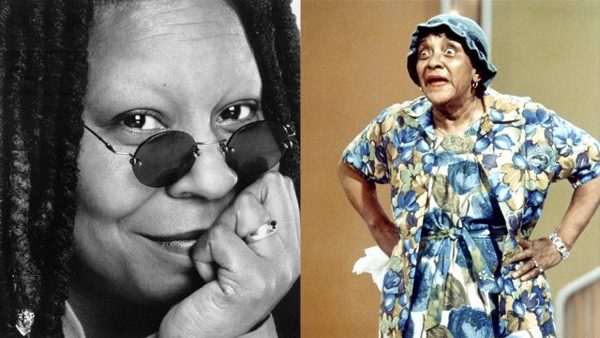 Whoopi Goldberg (l) and Moms Mabley (r)