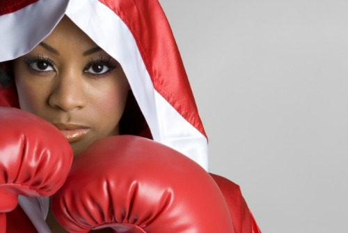 woman with boxing gloves