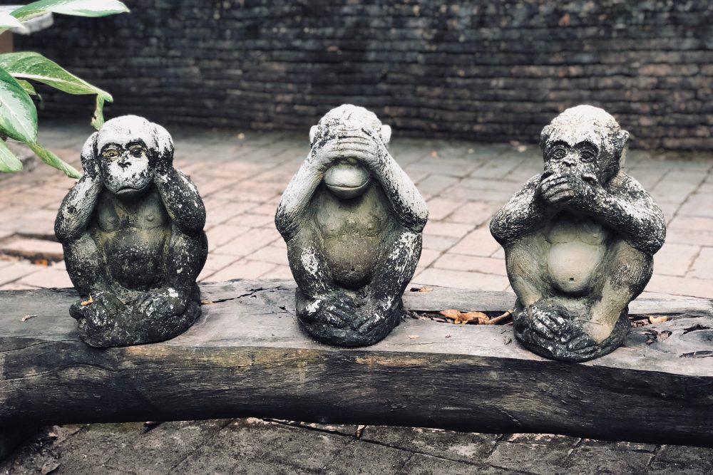 3 sitting monkeys