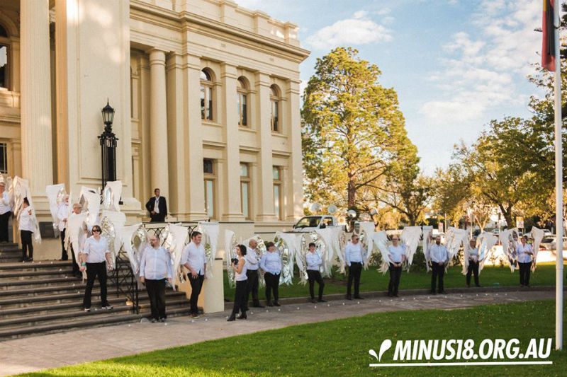 LGBTI Elders And Allies Dress As Angels To Protect Teens At LGBTI Dance