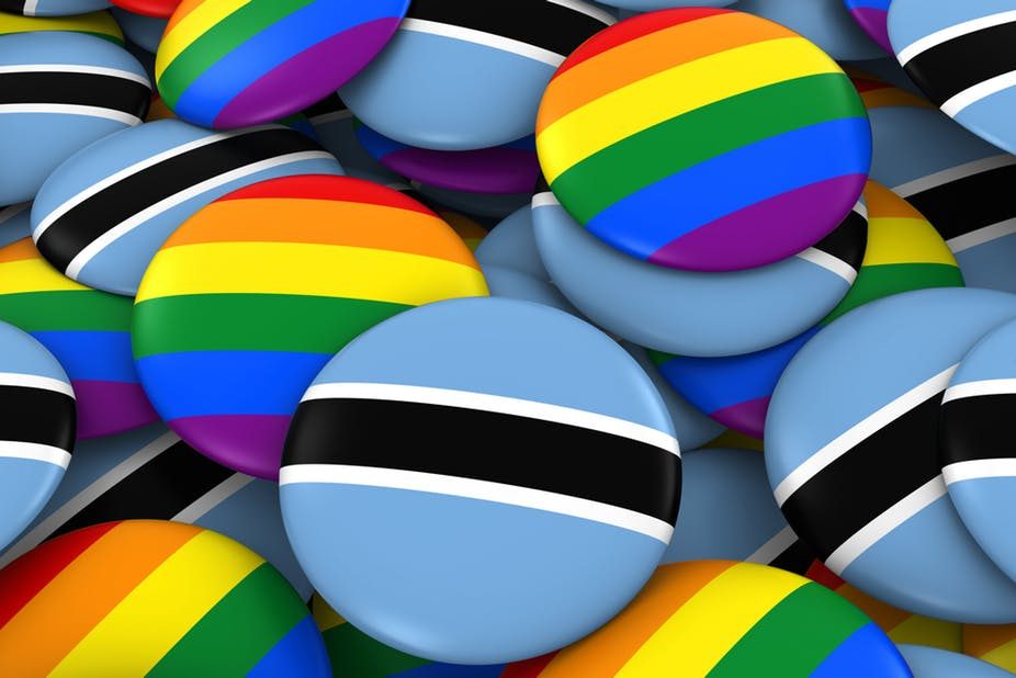 rainbow badges mixed up with Botswana Flag batches
