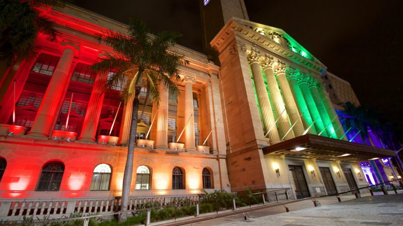 Brisbane City Hall in Rainbow colours