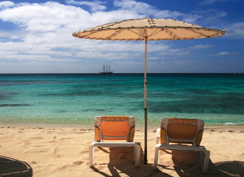 Cape Verde Beach and sunchairs Cape Verde Beach and sunchairs