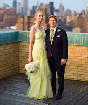 Cynthia Nixon and Christine Marinoni on their wedding day