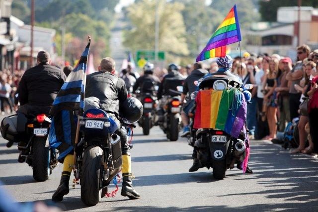 Dykes on Bikes on the Chill Out Festival Parade