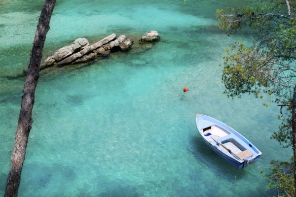 Rowing Boat on turquise water 