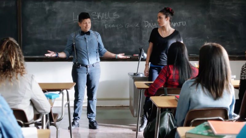 Out genderqueer actor and solo performer Karen Anzoátegui stars as Daysi Cantu in the popular hit series on Hulu, East Los High
