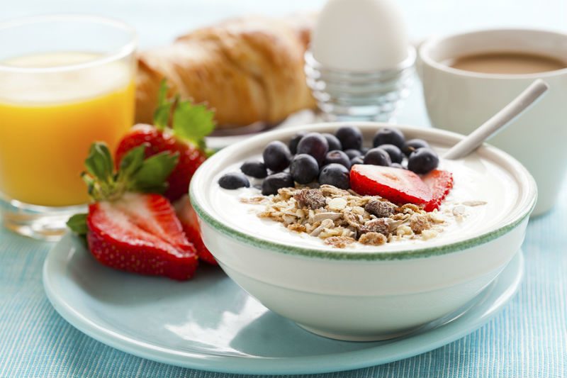 breakfast bowl with yogurt and fruit