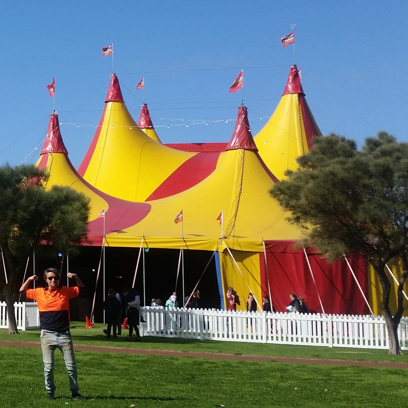 Jot in front of the Circus Tent
