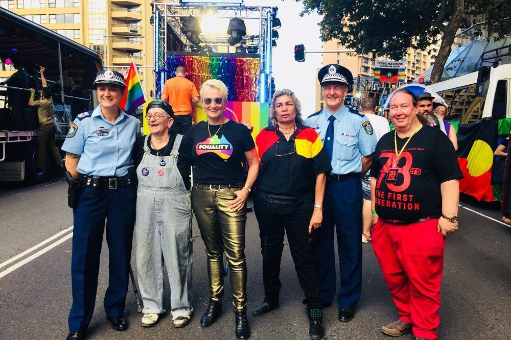 Councillor Kerryn Phelps with 78ers and Police Leads Congratulations Of Mardi Gras 2018 From City Of Sydney