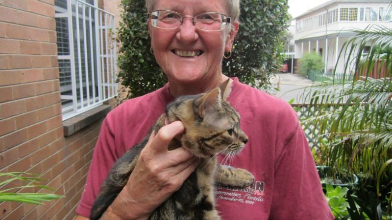 Kate Rowe with her cat