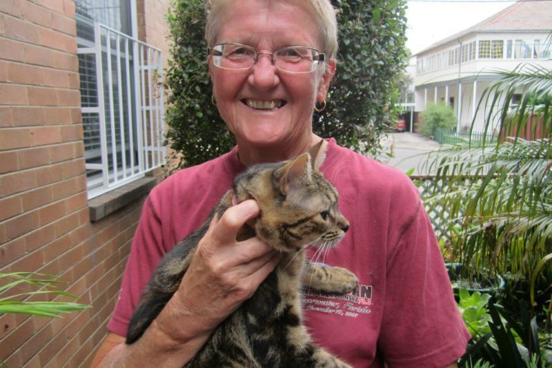 Kate Rowe with her cat