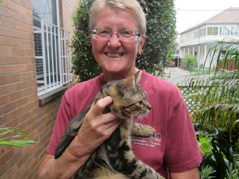 Kate Rowe with her cat