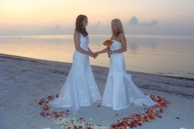 Lesbian Brides on the beach