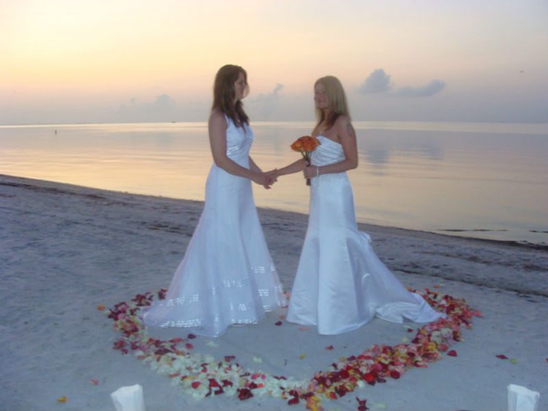 Lesbian Brides on the beach