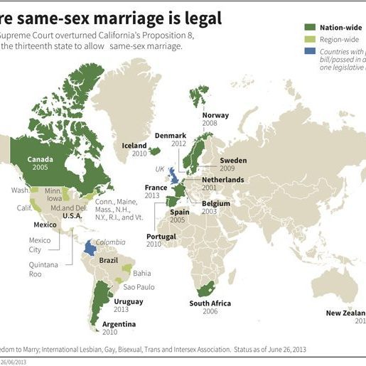 Map where Same-Sex Marriage is legal