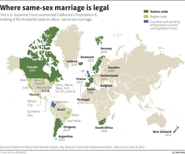 Map where Same-Sex Marriage is legal