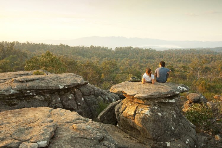 young couple overlooking The Grampians