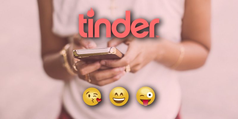 Woman using Dating App Tinder