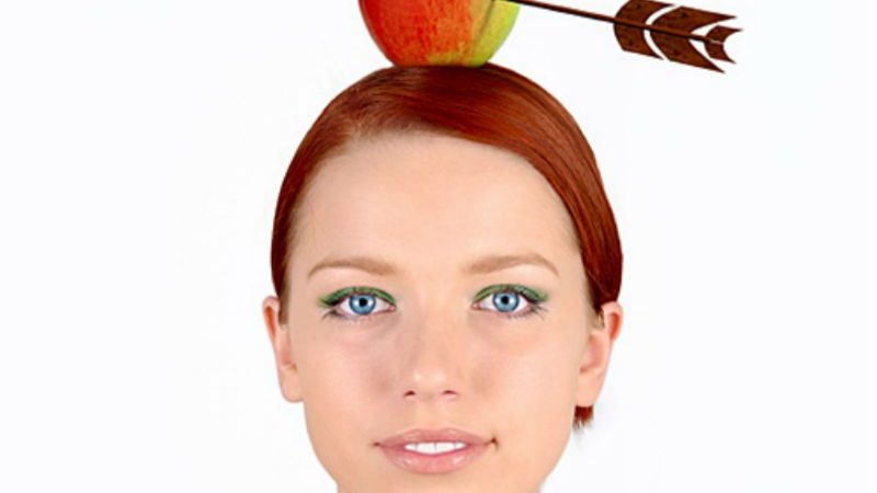 Woman with Apple on her head