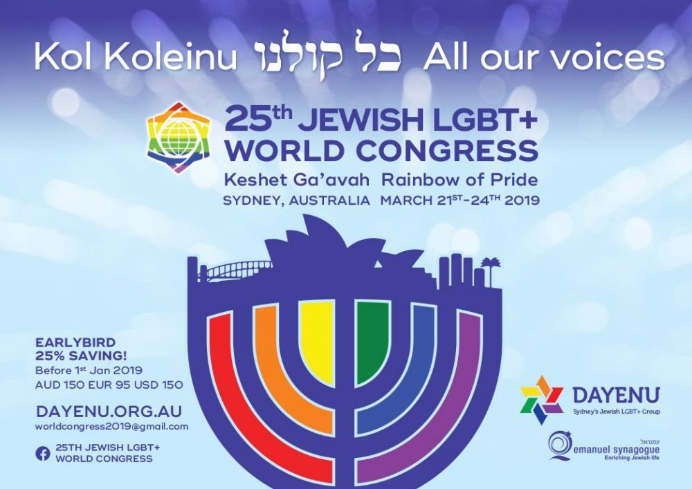 Sydney To Host 25th Jewish LGBT+ World Congress