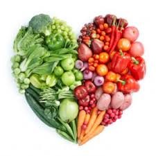 fruit and vegetables in a heart shape
