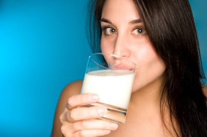 woman drinking milk 