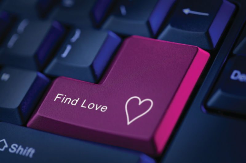 computer keyboard with 'Find Love' button