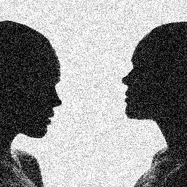 sillouette of 2 women faces